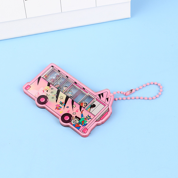 Anime Crayon Cartoon School Bus Desktop Decoration Keychain Dec