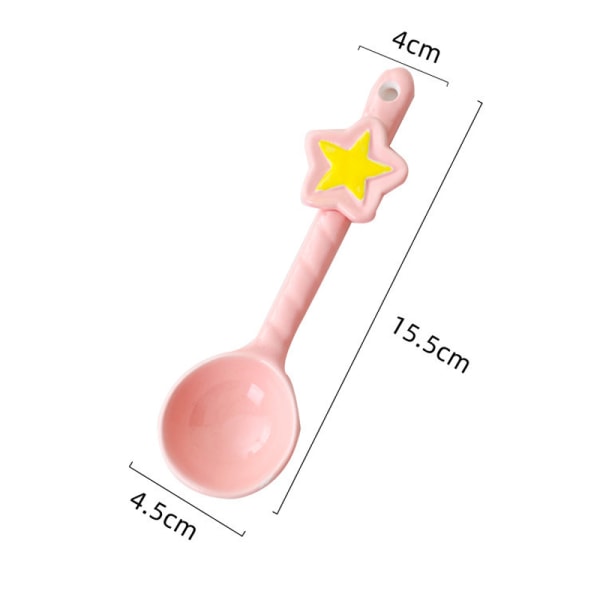 Tähti keraaminen lusikka Vaaleanpunainen Magical Girl Heart -jälkiruokakahvilusikka