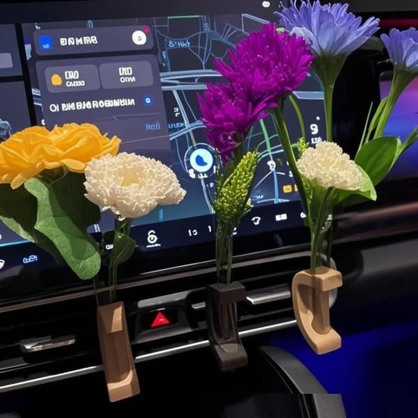 Bilblomvas klämma på luftventil Mini provrörsglas Bilblommor B
