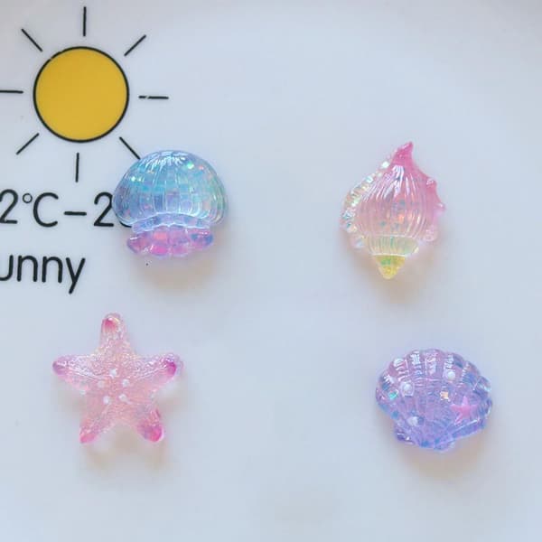 10 stk. Mini Kawaii e Star Shell Flat Back Cabochons DIY Scrapboo StyleC