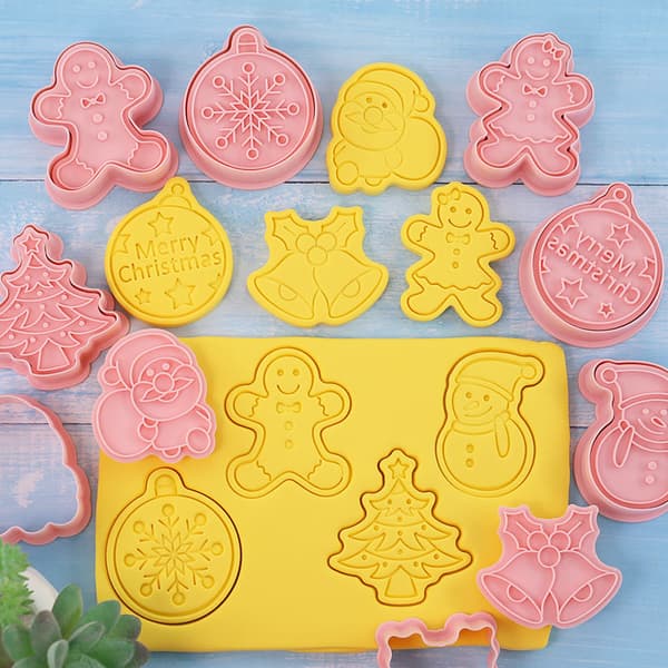 8stk 3D julekake ters Kjeksform kakeform Stempel B
