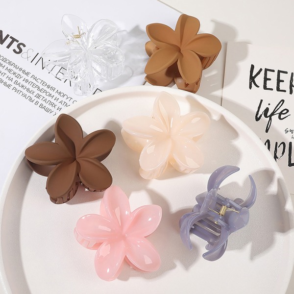 Nye Matte Flower Claw Clips Dame Hårklør Floral e Girls Hai A10