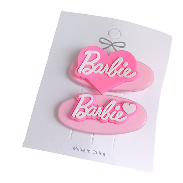 2kpl e Barbie Letter hiusklipsit Y2k vaaleanpunainen hiusneula Bang Clip Hair A2