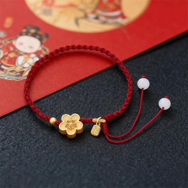 Handgjorda röda rep pärlor armband lycka hälsa amulett handledsband 02