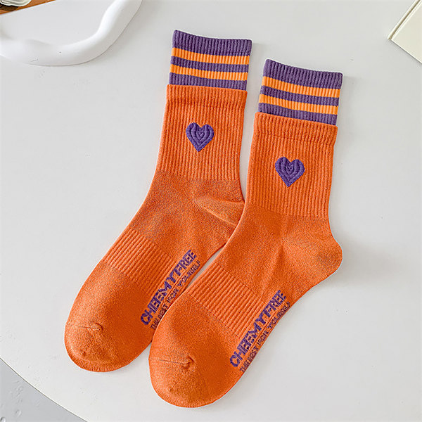 Sweet Style Damstrumpor aroon Färg Love Heart Broderad Cott A8