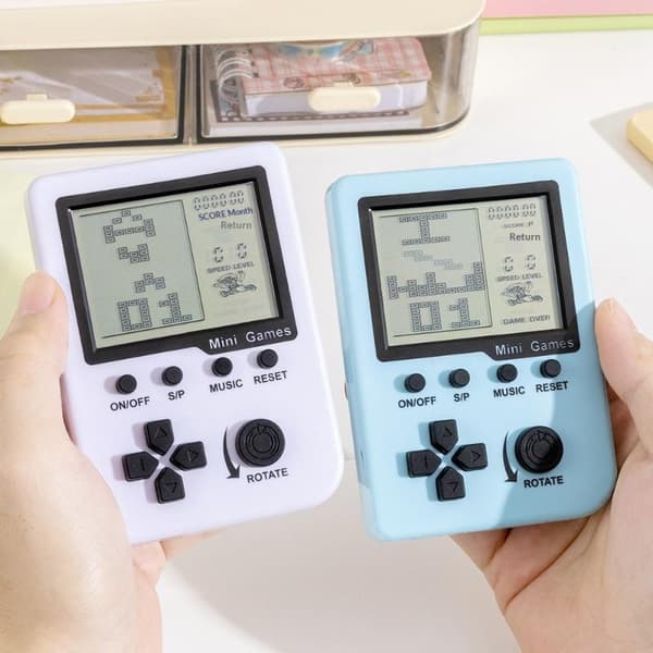 Mini bærbar retro håndholdt konsol til børn, klassisk lomme White