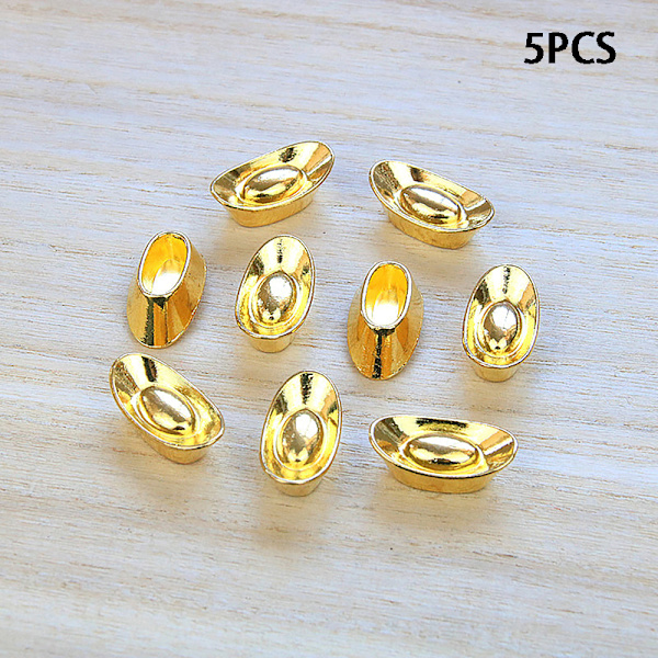 5 st Tackor Guld Yuan Bao Wealth Golden Staty Tackor Dekor Orn Gold