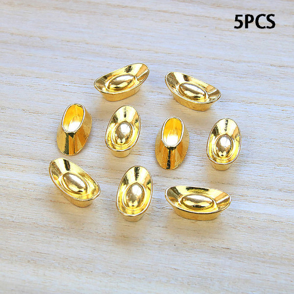 5 stk Ingot Gold Yuan Bao Wealth Golden Statue Ingots Dekor Orn Gold