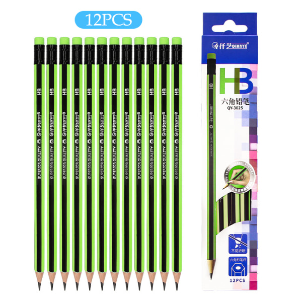 12 st/lot Vanlig blyertspenna trä blyertspennor 2B/HB penna vit 3