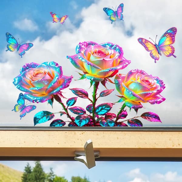 Selvlysende Roseblomst Toalettklistremerke Avtakbart Selvklebende
