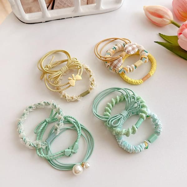 6 stk. højelastisk hårelastik til kvinder, scrunchies, hestehaleholder Blue