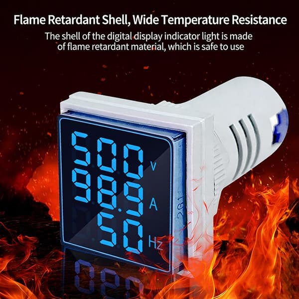 Firkantet LED Digital Voltmeter Amperemeter Hertz Meter AC20-500V Skilt Yellow