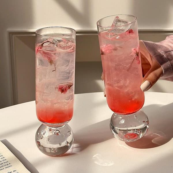 1 st rakt glas med kulbricka kaffe mjölk glas bubbla 1PCS