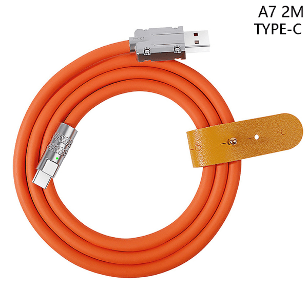 120W hurtigopladning flydende silikonekabel Type-C oplader Lysende Type-C 2M