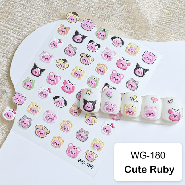 Realistiset nail art sarjakuva Little Beaver Kitty WG-189