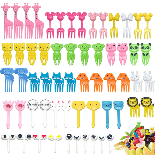 Cartoon Animal Bento Gaffel Fruktplukker Forks Matbokstilbehør 20PCS