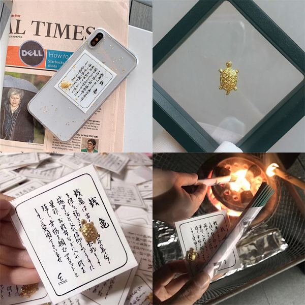 Feng Shui Golden Money Turtle Lucky Home Office Decoration Tabl