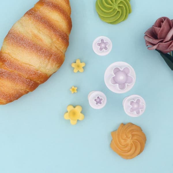 4 stk. plommblomst kake stempel fondant kakeform plomme bakeform