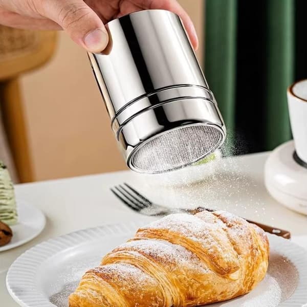Dammvippa med lock Kakaopulver Kaffe Rostfritt stål Dammvippa Fi
