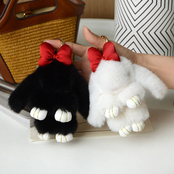 Mini Hair Bow Riipuslaukkuhihna Auton avaimenperä ja Bunny Couple P A8