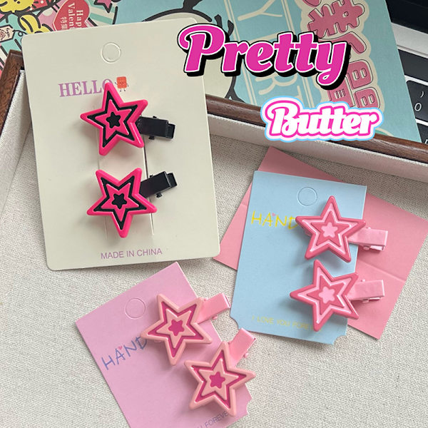 Y2K Star -hiusneula Shiny Star -hiusklipsit New Fashion Side Bang Du A7