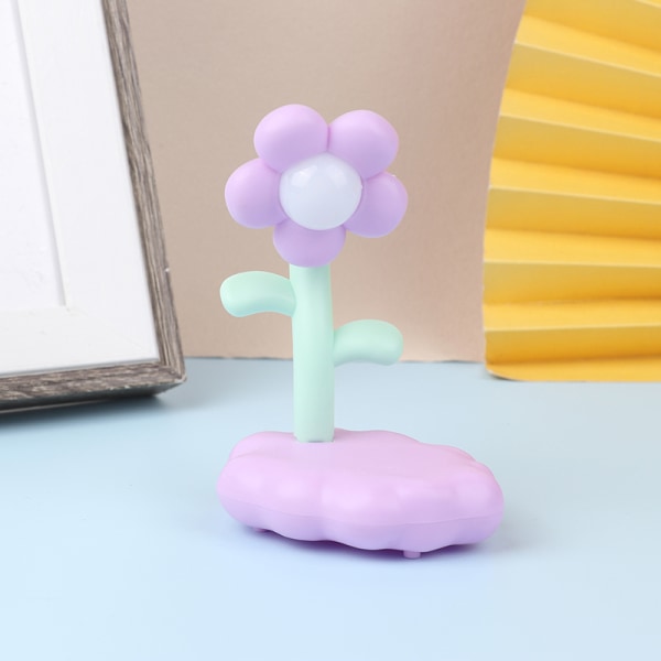 1Pc e Flower Shape Dukkehus Miniatyr LED Nattlys Mini Des Purple