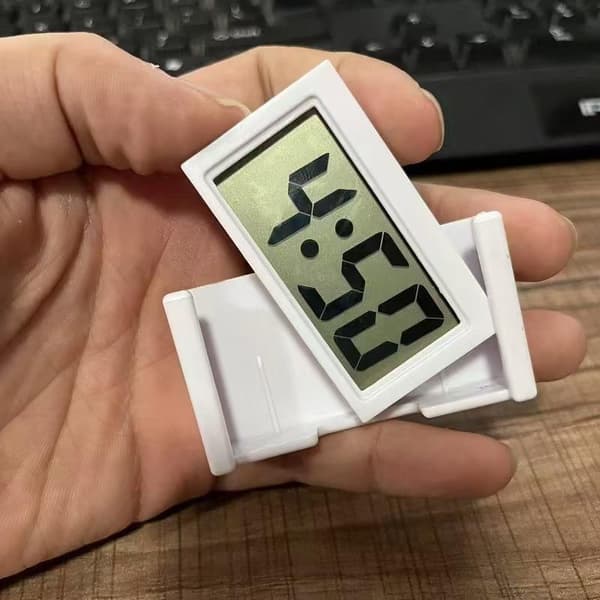 Mini bil instrumentbræt ur LCD digitalt display selvklæbende elektrisk White