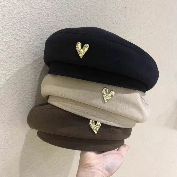 Bomull Dame Berets Vinterluer Høst Vinter Street Åttekantet Beige