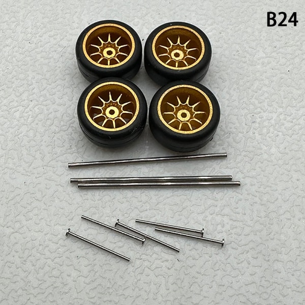 1 Set 1/64 modellbilhjul med gummidäck Modifierade delar Ve B24 fork Gold