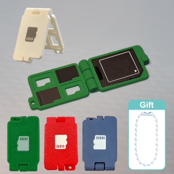 Micro SD-kortförvaringsfodral med nyckelring kompatibel med SD/HC/ A4