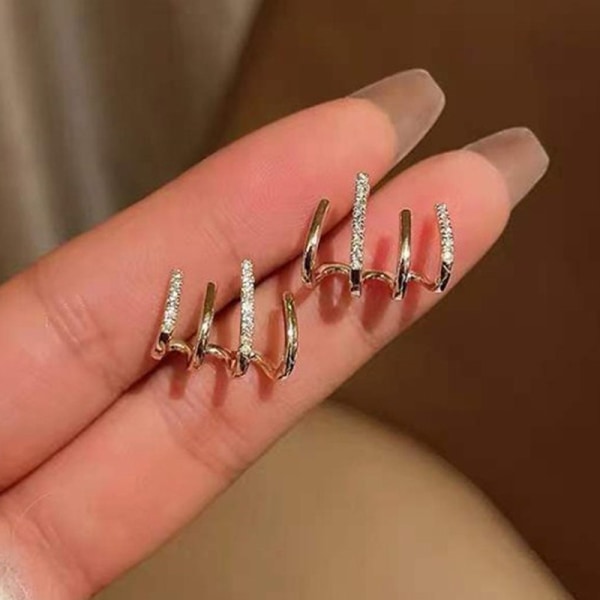 Strassikivi neljän kynsisen rivin korvakorut naisten yksinkertainen n kiiltävä korvakoru Silver