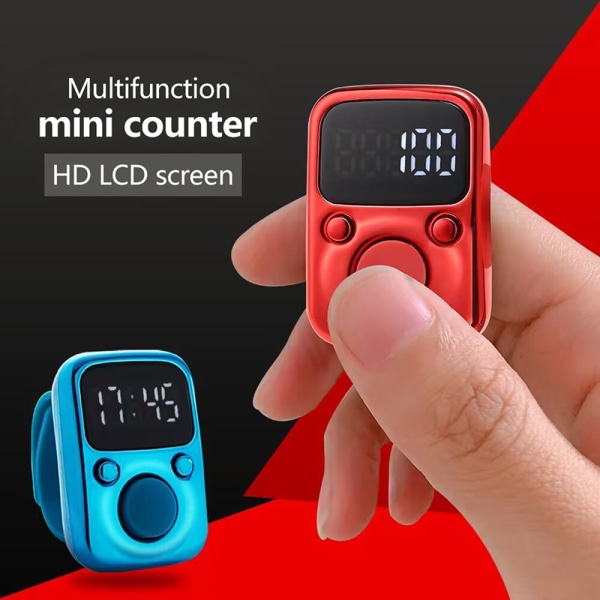 Finger Counter Luminous Finger Ring Elektrisk Digital Display Ta Black