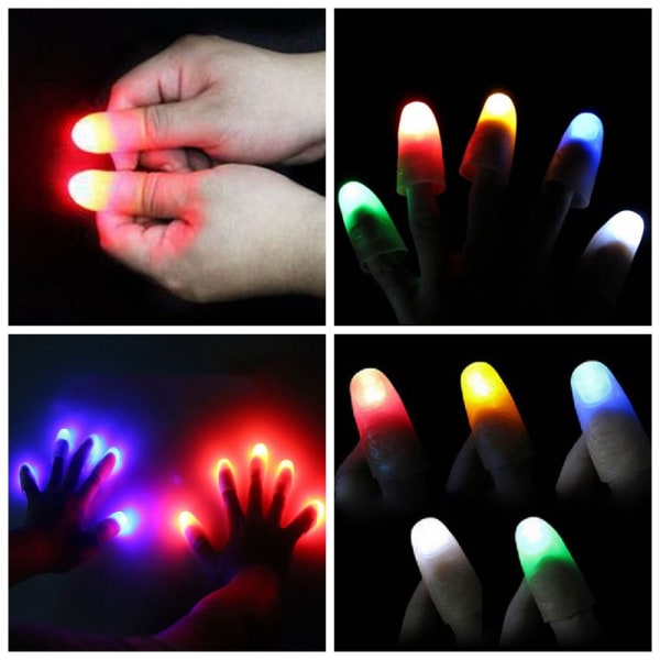 2 stk Magic Super Bright Light Up Tommelfingre Triks vises
