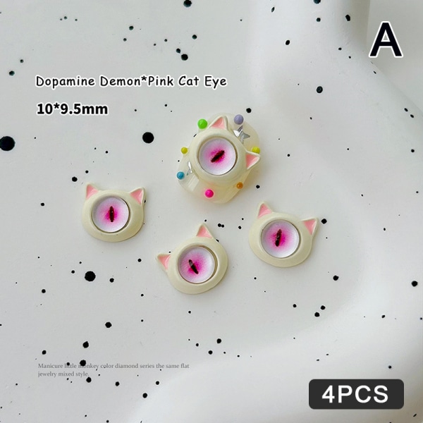 4 stk/sett 3D Demon Cat's Eye Nail Art dekorasjoner Metall Cat's Pa A