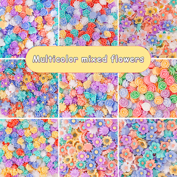 50 kpl 3D Mini Flower Flatback Resin tarvikkeet Tee-se-itse askartelupuhelin 04