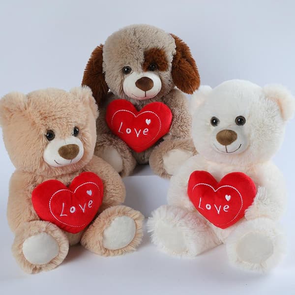 1 kpl 25 cm e Heart Bear Dog -pehmolelut, punainen sydänkuvio, rakkauseläin A2