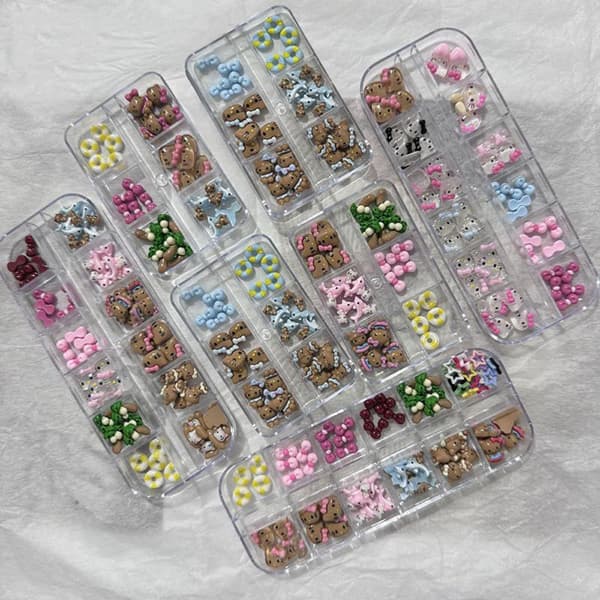 6/12Gitre Kawaii Hawai Sløjfe Harpiks Negle DIY Tilbehør e Negle De A8