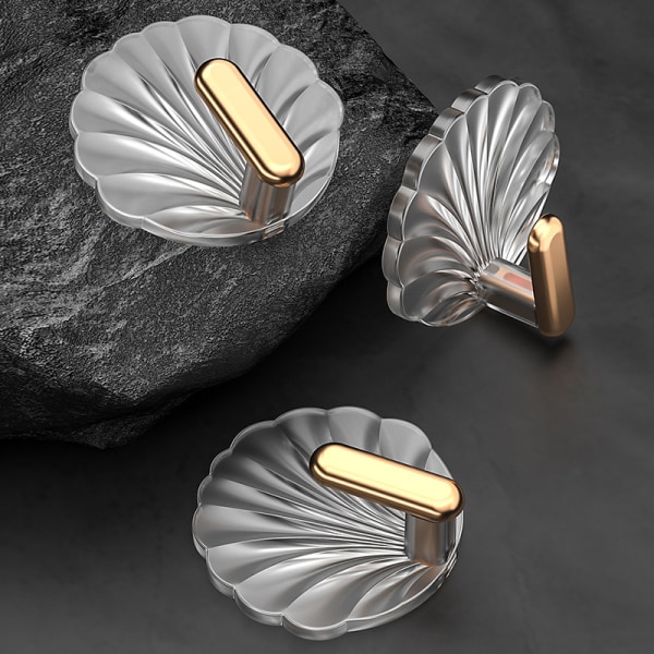 Läpinäkyvät pyyhekoukut Shell Style seinäkoukku keittiön kylpyyn 4PCS