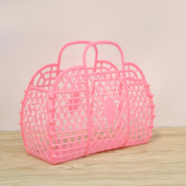 Suuren kapasiteetin Bag Hollow Jelly Kannettava Tote Bag uudelleenkäytettävä Rose red