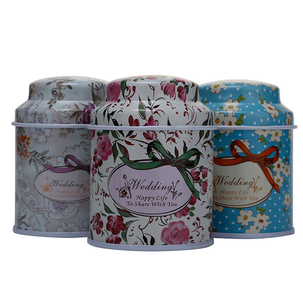 Blomsterdesign Metall Sukker Kaffe Te Tin Jar Container Candy Se