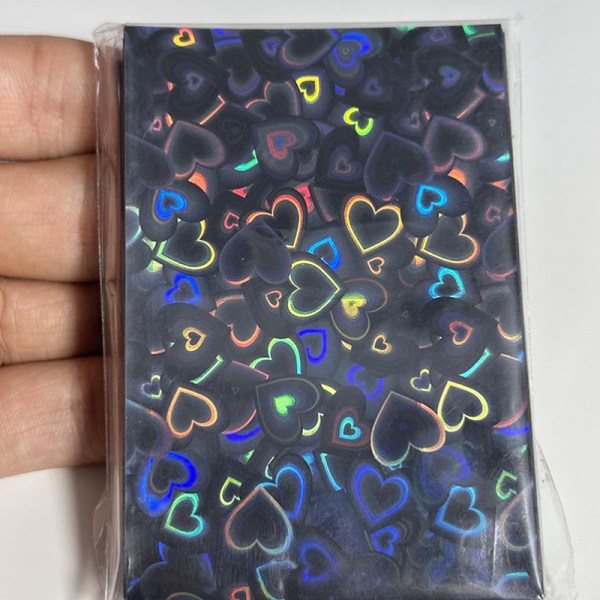 50 st Kpop Card Sleeves 61x91mm 20C Heart Bling Hållare För Holo Mint green