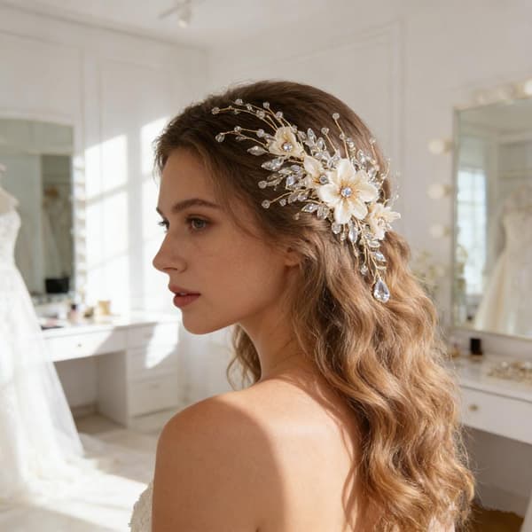 Let Luksus Bryllupshårnåle Sideklemmer Fe Blomster Hovedbeklædning