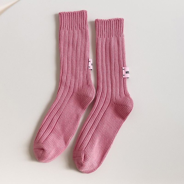 Paksu lanka neulottu keskiputki sukat puuvilla miehet naiset parit Pink