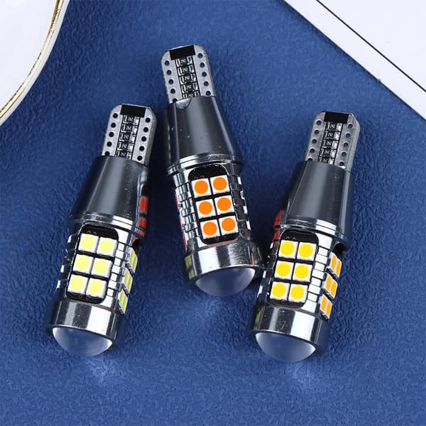 2st T15 3030 27SMD LED-lampor Canbus Bilbelysning Extra Broms Yellow 2Pcs