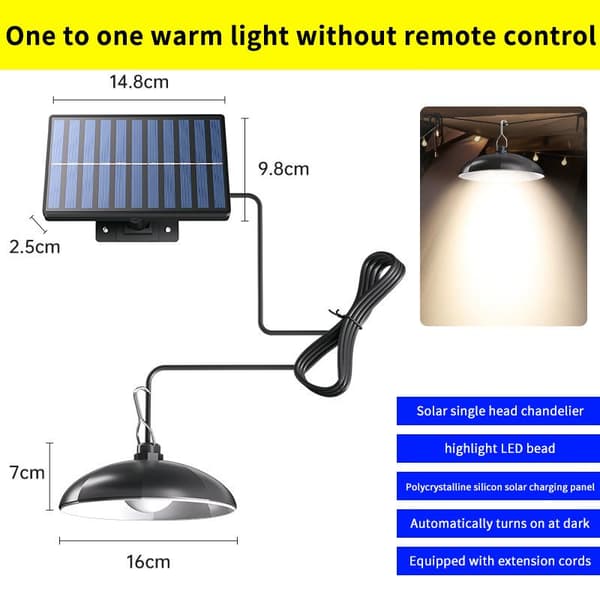 Retrosolcellelampe med to lysfarger, 1 eller 2 pærer, 3 lysmoduser Yellow One light