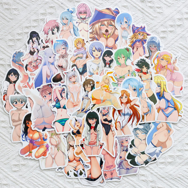 50 stk Anime Sexy Girls Stickers Laptop Guitar
