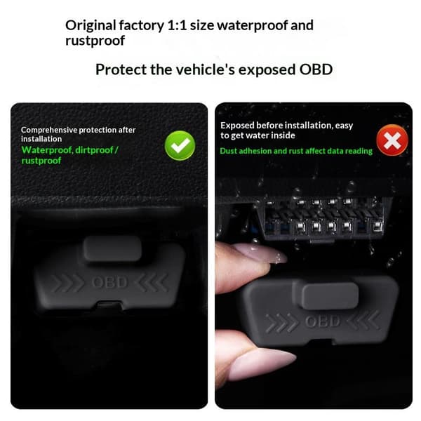 Silikon bil OBD-portdeksel vanntett rustfritt OBD-portlås Red