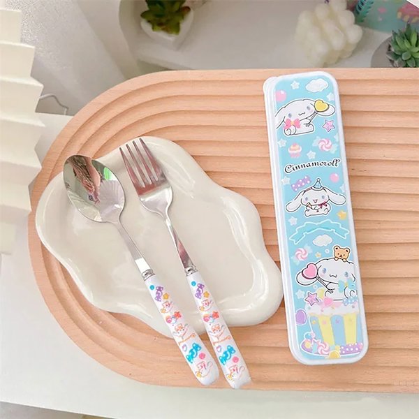 Kawaii Sanrio My Melody Cinnamoroll Kuromi lery Set sticks Spoo 2Pcs set A