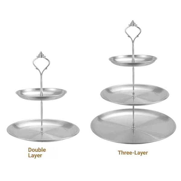 2/3-lags kageopsats fest dessert display tårn til ferie Silver 2 layers