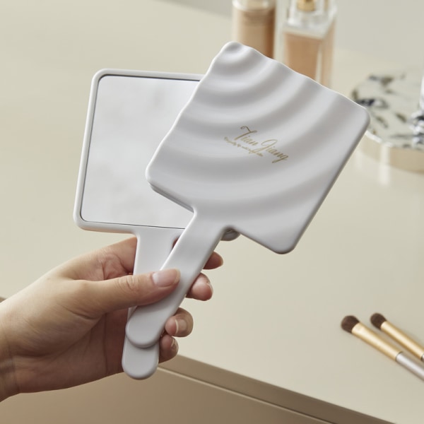 Kahva Mirror Square Makeup Mirror Handheld Vanity Mirror Hand White